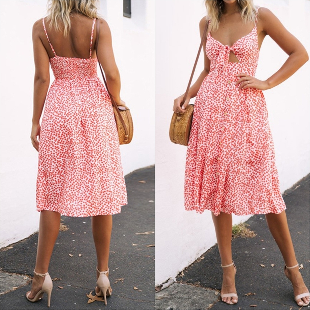 Harmony In Nature Red Floral Midi Dress - Picture 2 of 6